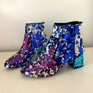 ASOS sequin booties size 7 US / 5 UK purple blue NEW